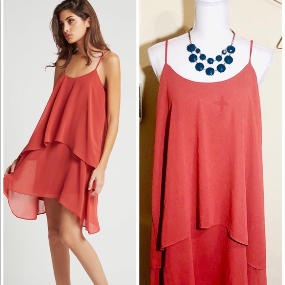 BCBGeneration Dresses & Skirts - BCBGeneration Ruffled Chiffon Slip Dress Size L